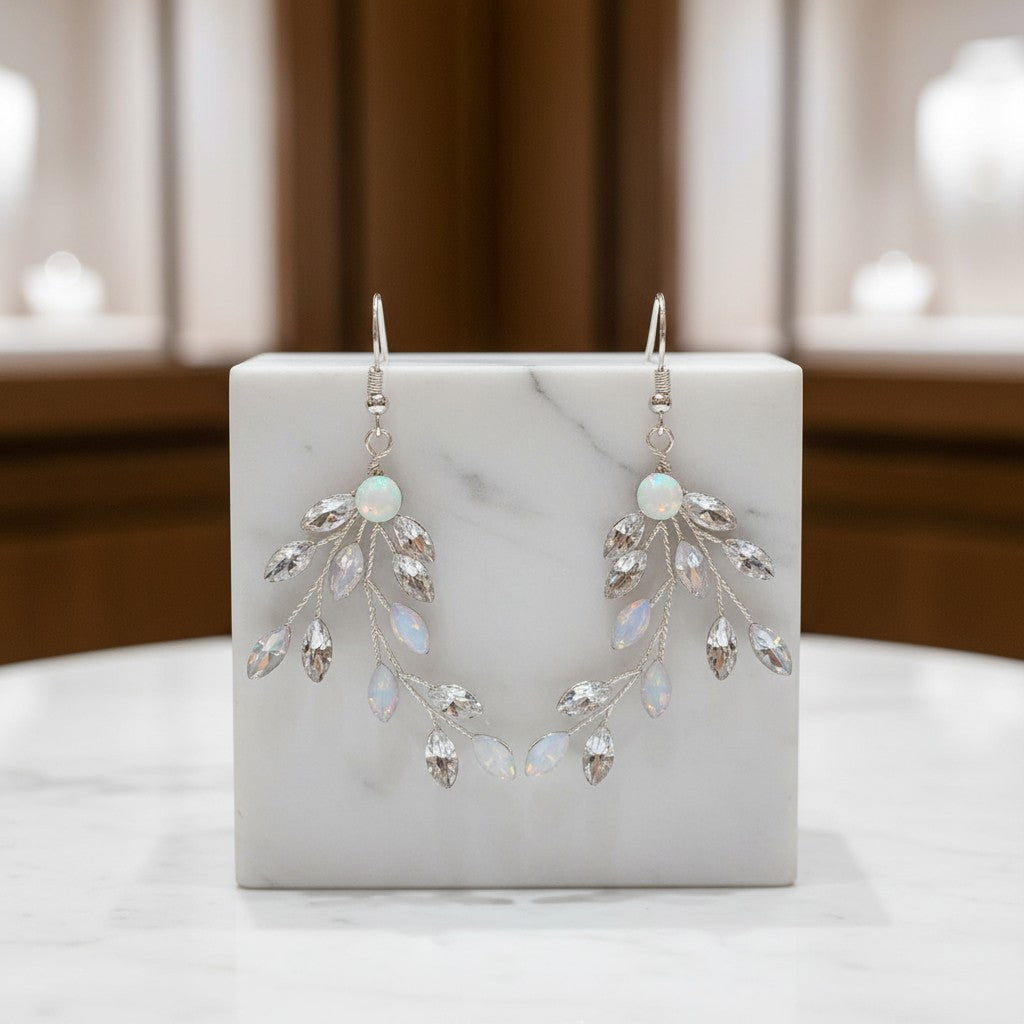 ATHENA COLLECTION - CRYSTAL VINE EARRINGS - (ER487) OPAL