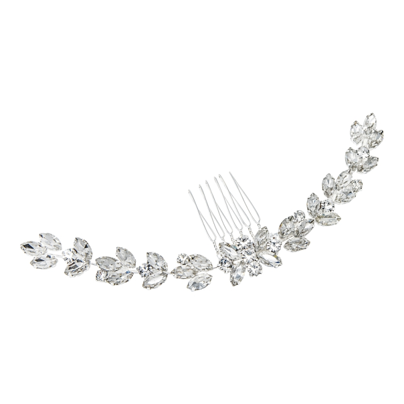 ATHENA COLLECTION - CRYSTAL GLAM HAIR COMB - HC196 SILVER