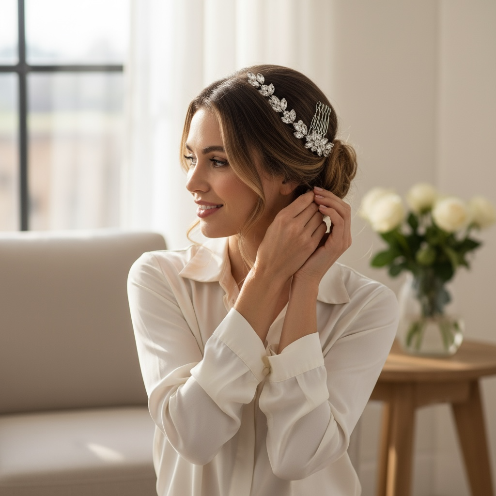ATHENA COLLECTION - CRYSTAL GLAM HAIR COMB - HC196 SILVER
