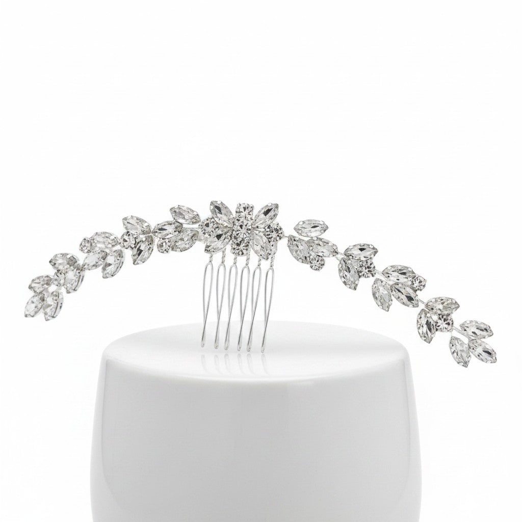 ATHENA COLLECTION - CRYSTAL GLAM HAIR COMB - HC196 SILVER