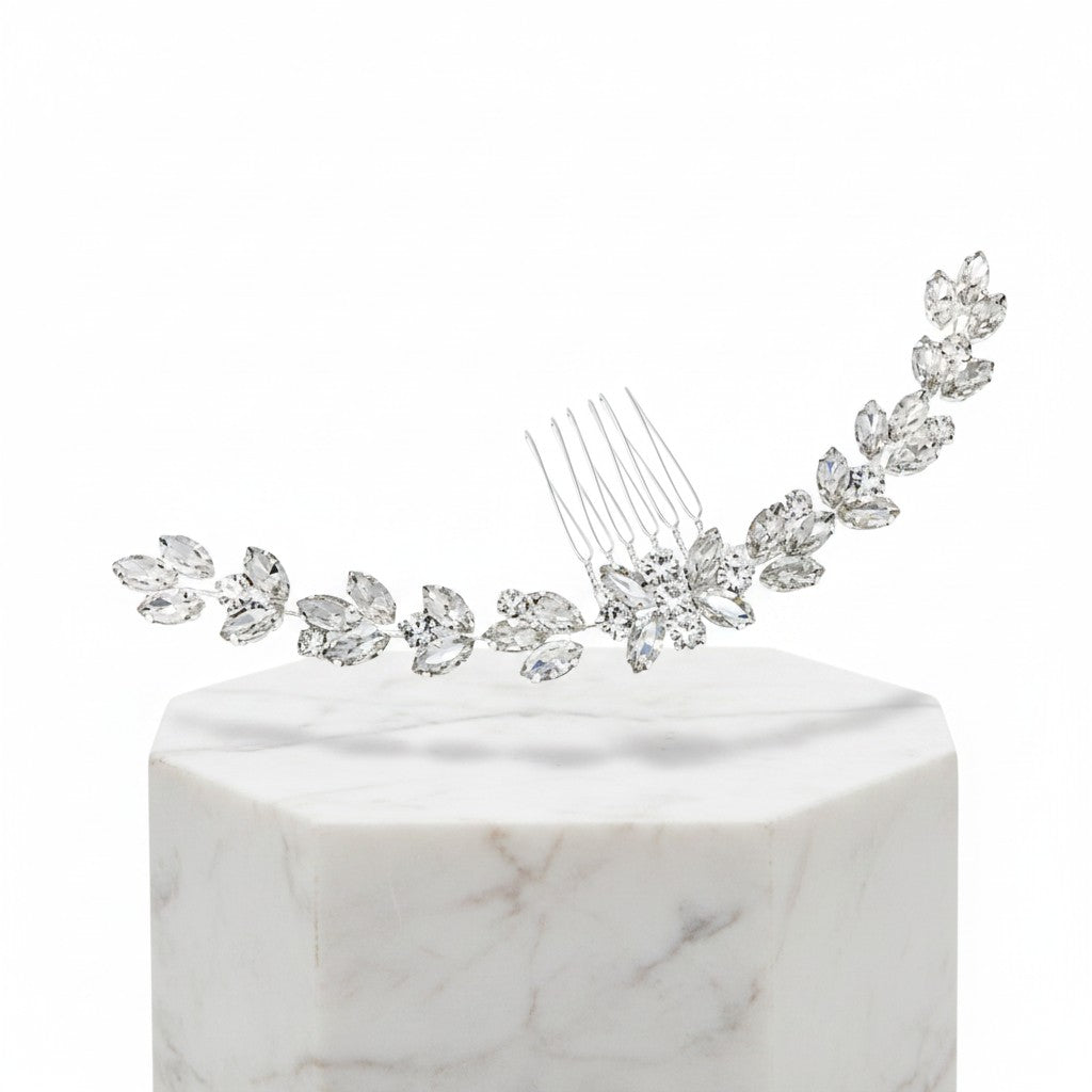 ATHENA COLLECTION - CRYSTAL GLAM HAIR COMB - HC196 SILVER