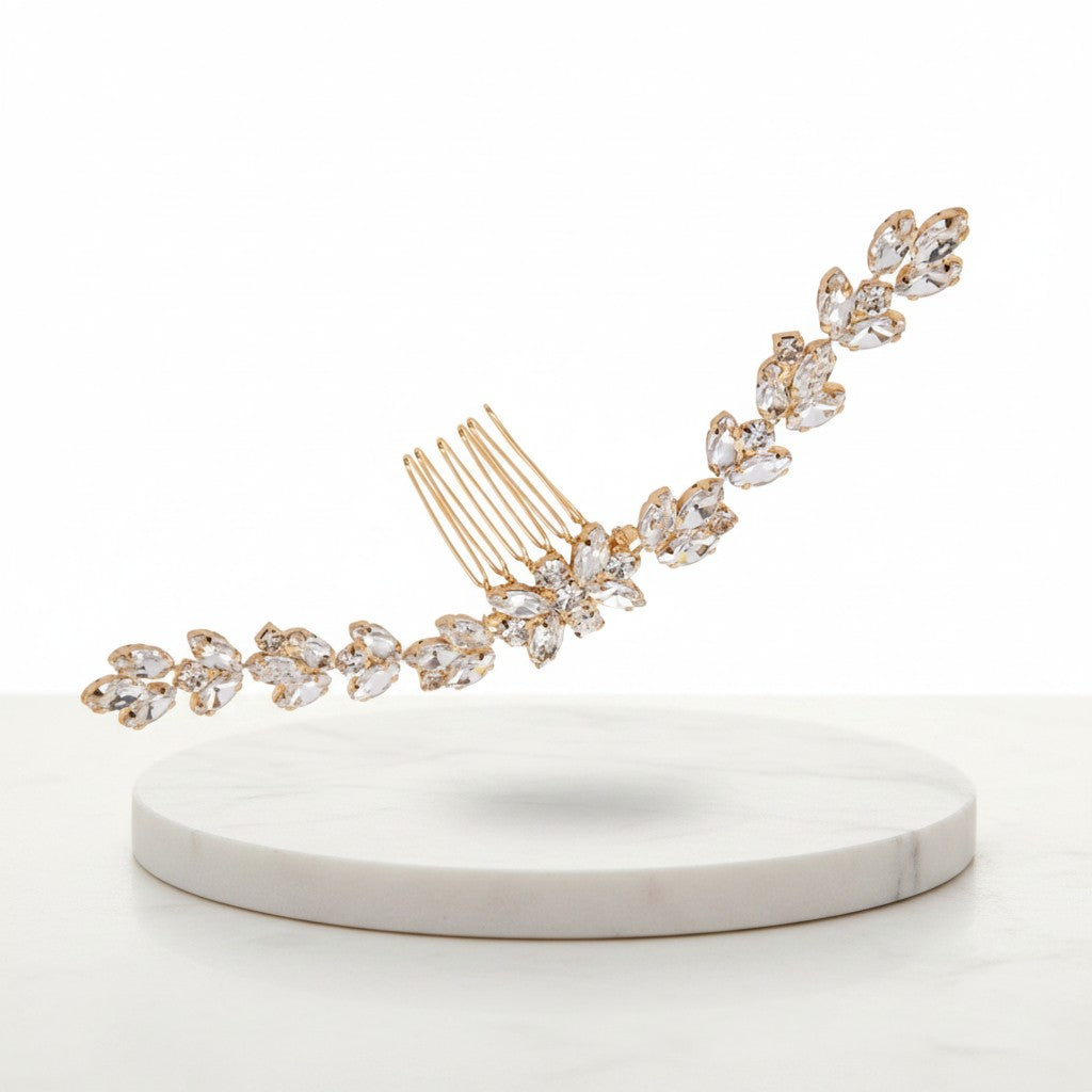 ATHENA COLLECTION - CRYSTAL GLAM HAIR COMB - HC196 GOLD