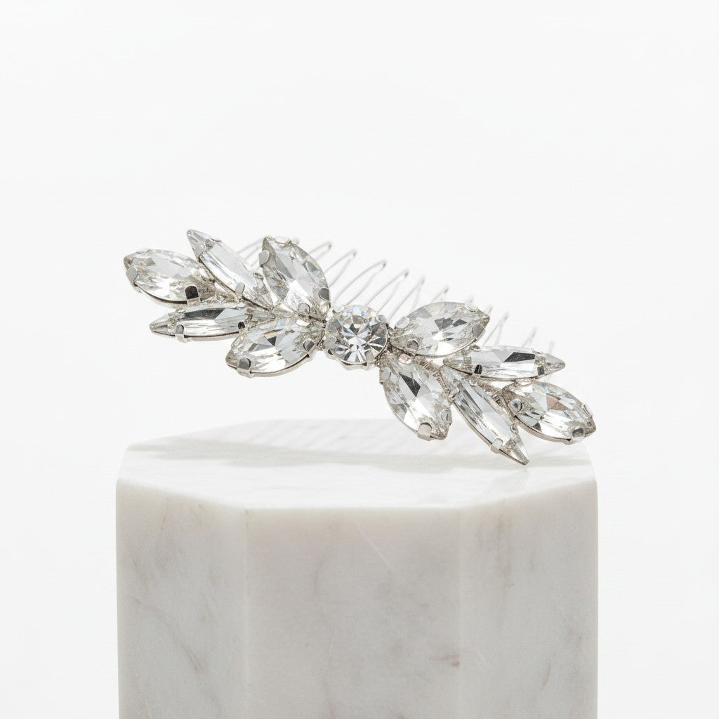 ATHENA COLLECTION - DAINTY DIVINE HAIR COMB - HC197 - SILVER
