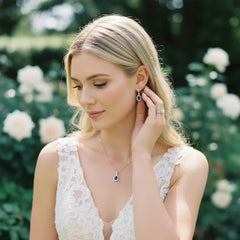 CUBIC ZIRCONIA COLLECTION - CRYSTAL SHIMMER NECKLACE - SAPPHIRE CZNK216