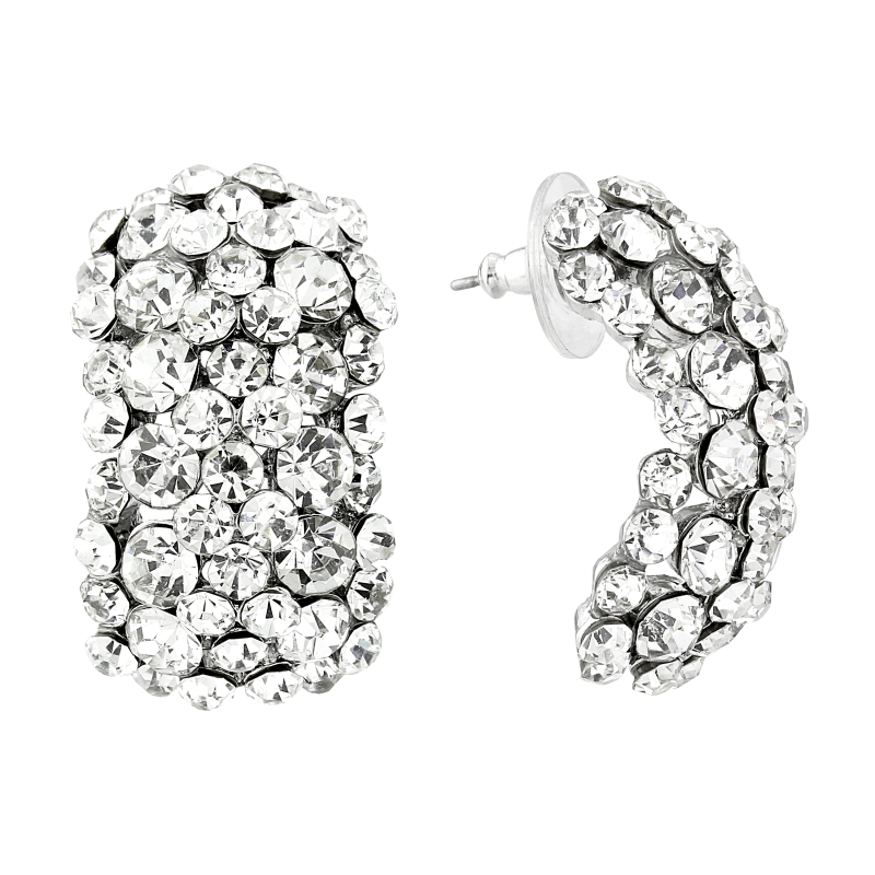 ATHENA COLLECTION CRYSTAL CLUSTER EARRINGS - SILVER
