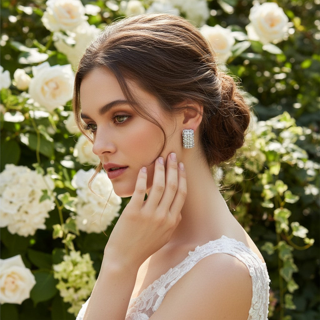 ATHENA COLLECTION CRYSTAL CLUSTER EARRINGS -BLACK DIAMOND