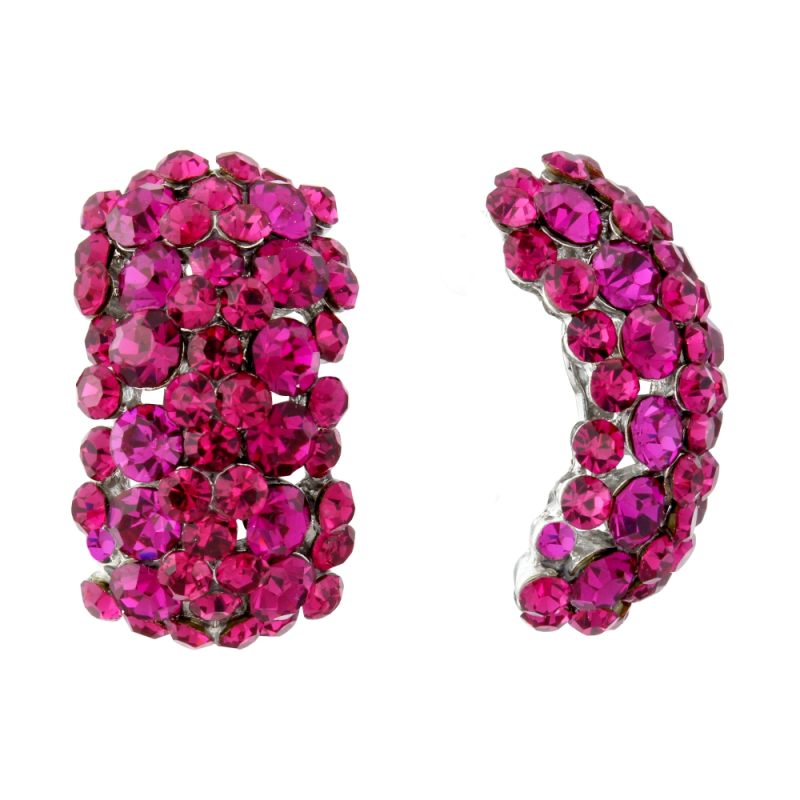 ATHENA COLLECTION CRYSTAL CLUSTER EARRINGS - FUCHSIA