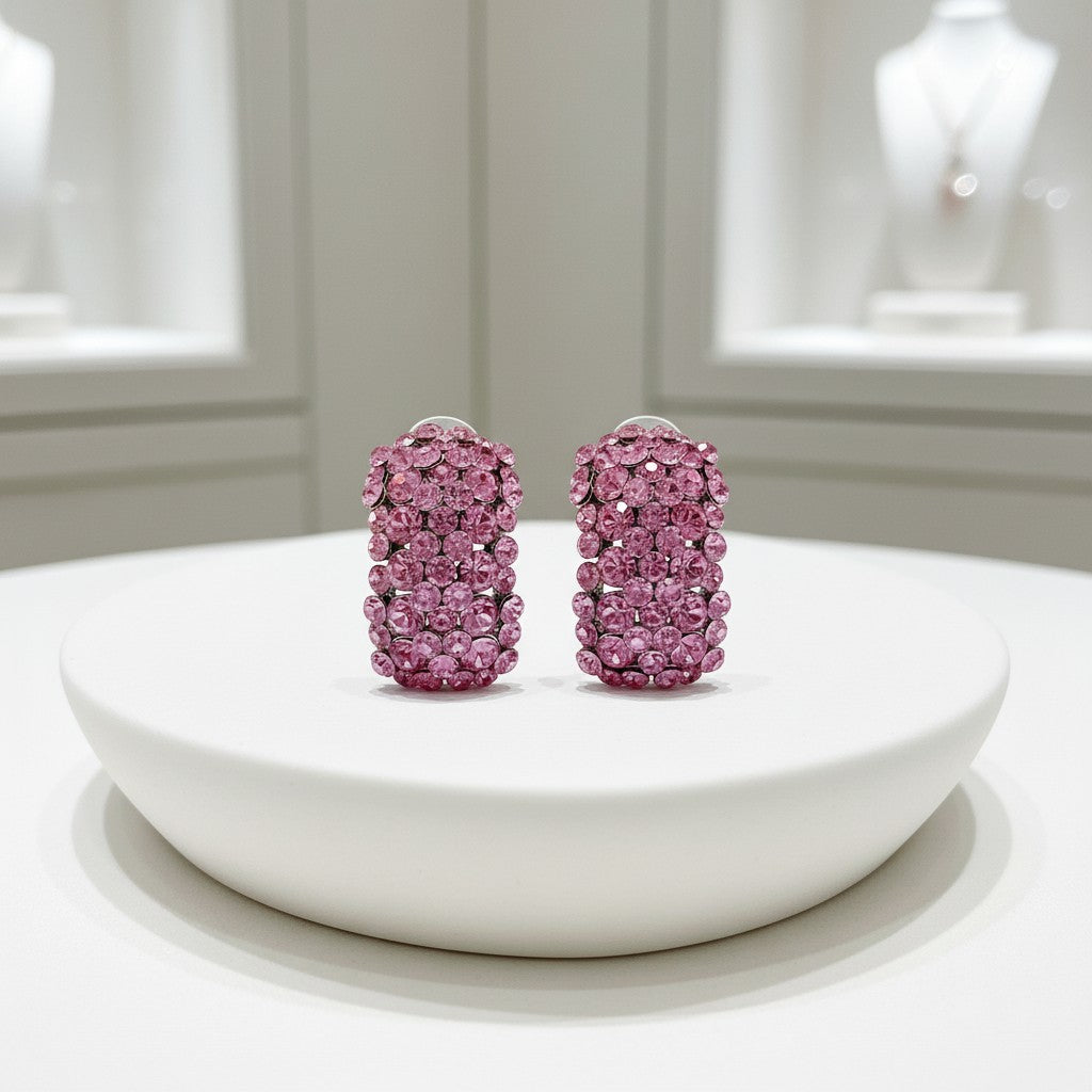 ATHENA COLLECTION CRYSTAL CLUSTER EARRINGS - LIGHT ROSE