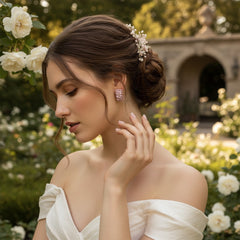 ATHENA COLLECTION CRYSTAL CLUSTER EARRINGS - LIGHT ROSE