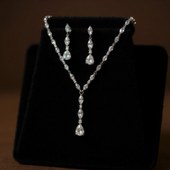 CIBIC ZIRCONIA COLLECTION - CRYSTAL DROP NECKLACE SET - 3 PIECE SET - CZNK96
