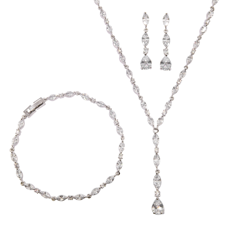 CIBIC ZIRCONIA COLLECTION - CRYSTAL DROP NECKLACE SET - 3 PIECE SET - CZNK96