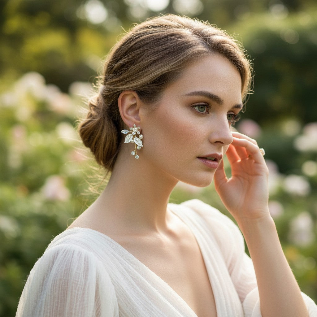 ATHENA COLLECTION - FLORAL ROMANCE EARRINGS - SILVER - ER495