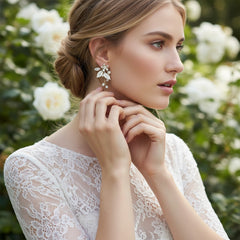 ATHENA COLLECTION - FLORAL ROMANCE EARRINGS - SILVER - ER495