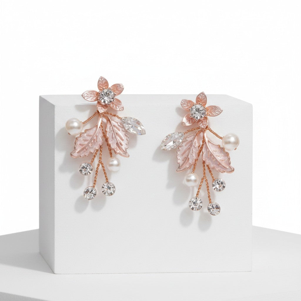 ATHENA COLLECTION - FLORAL ROMANCE EARRINGS - ROSE GOLD - ER495
