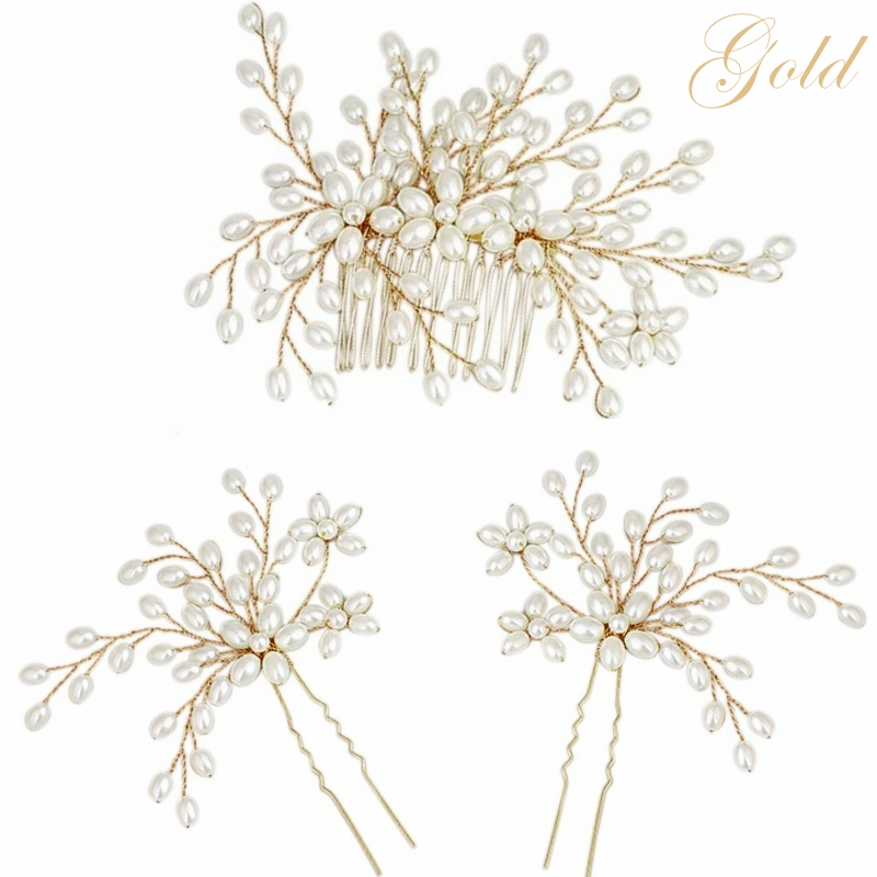 ATHENA COLLECTION - PEARL ROMANCE COLLECTION -  GOLD (PIN33)