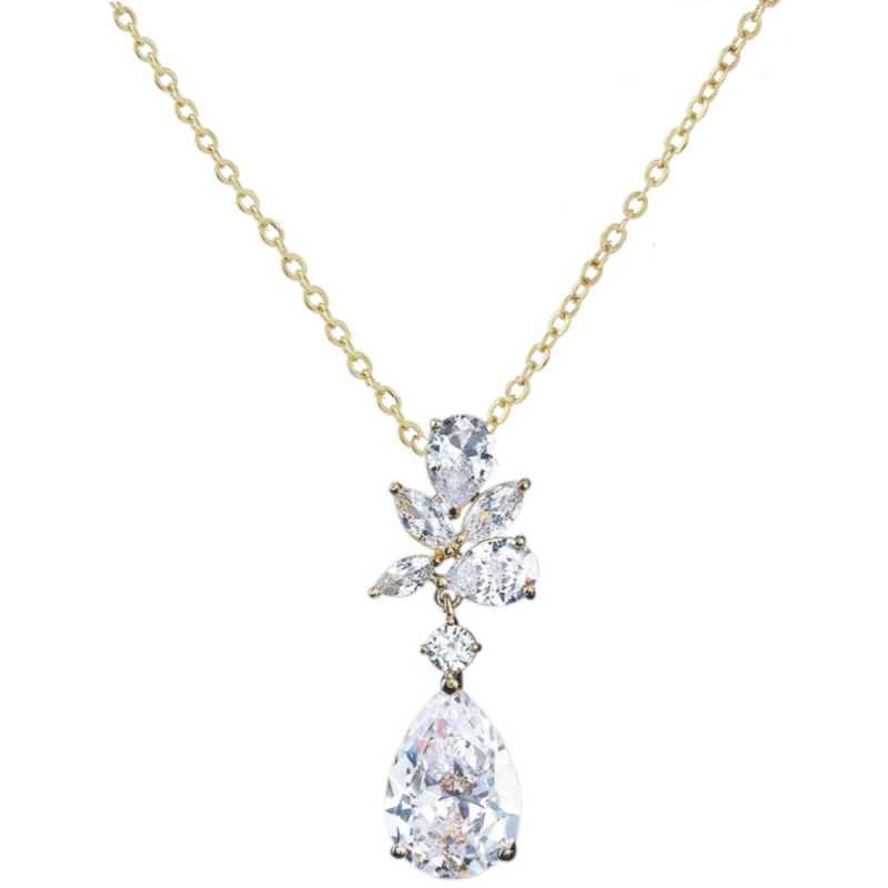 CUBIC ZIRCONIA COLLECTION - EXQUISITE STARLET NECKLACE - CZNK90 - GOLD