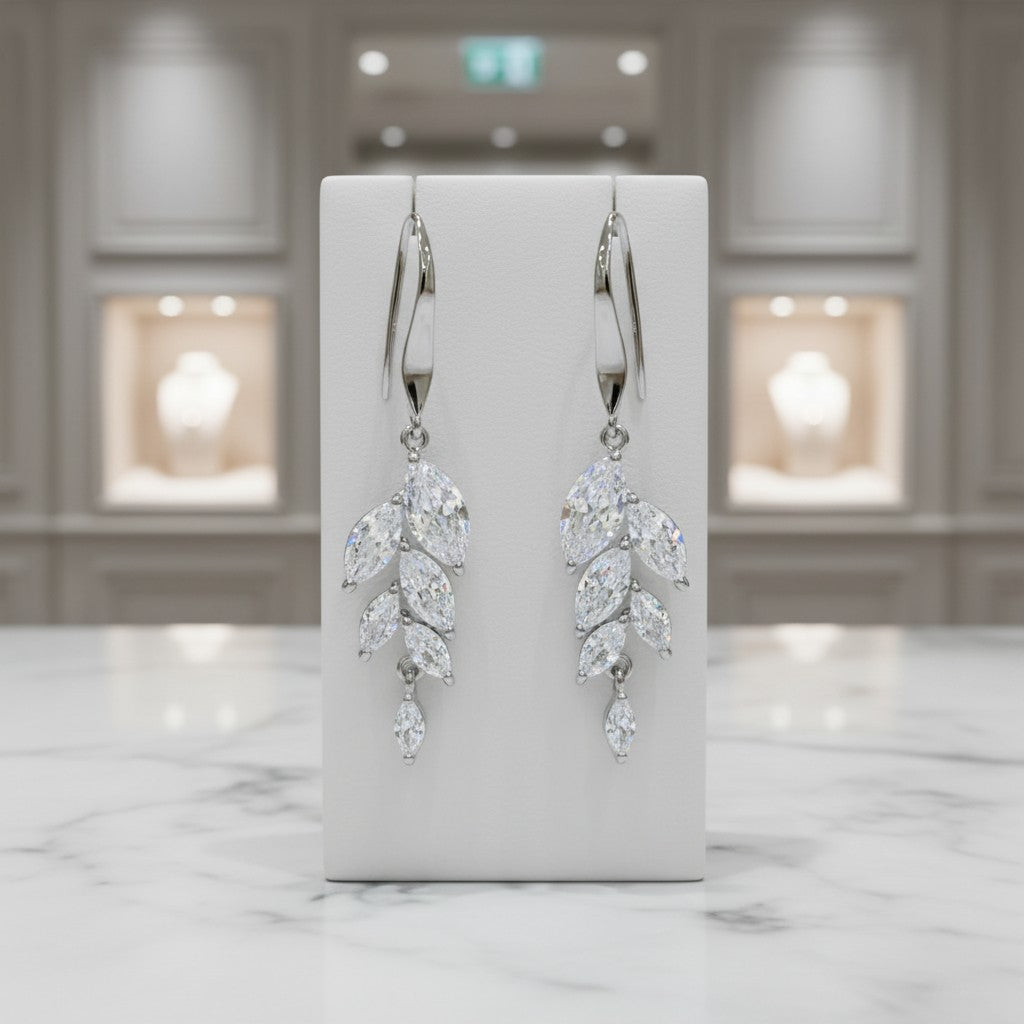CUBIC ZIRCONIA EARRINGS - BELLA DAINTY DROP EARRINGS - CZER500 SILVER