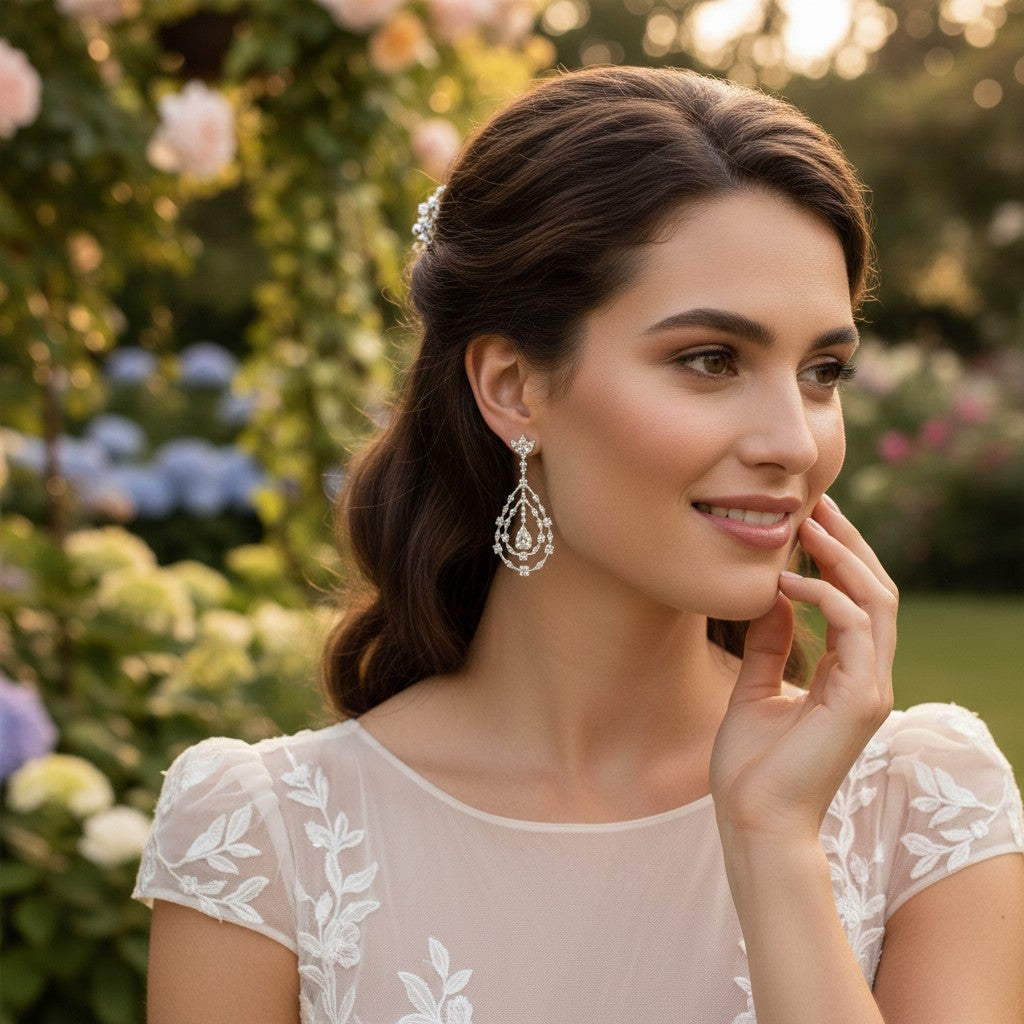 CUBIC ZIRCONIA COLLECTION - CRYSTAL GLAM EARRINGS - CZER498