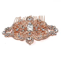 REGAL CRYSTAL HAIR COMB - (HC56) ROSE GOLD
