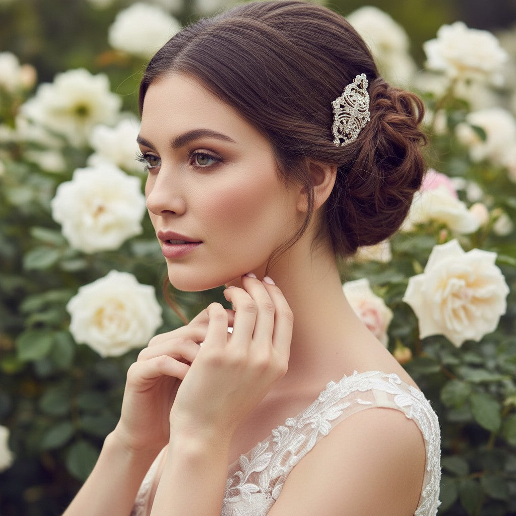 REGAL CRYSTAL HAIR COMB - (HC56) ROSE GOLD