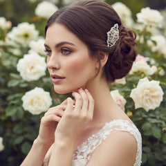 REGAL CRYSTAL HAIR COMB - (HC56) ROSE GOLD