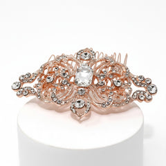 REGAL CRYSTAL HAIR COMB - (HC56) ROSE GOLD