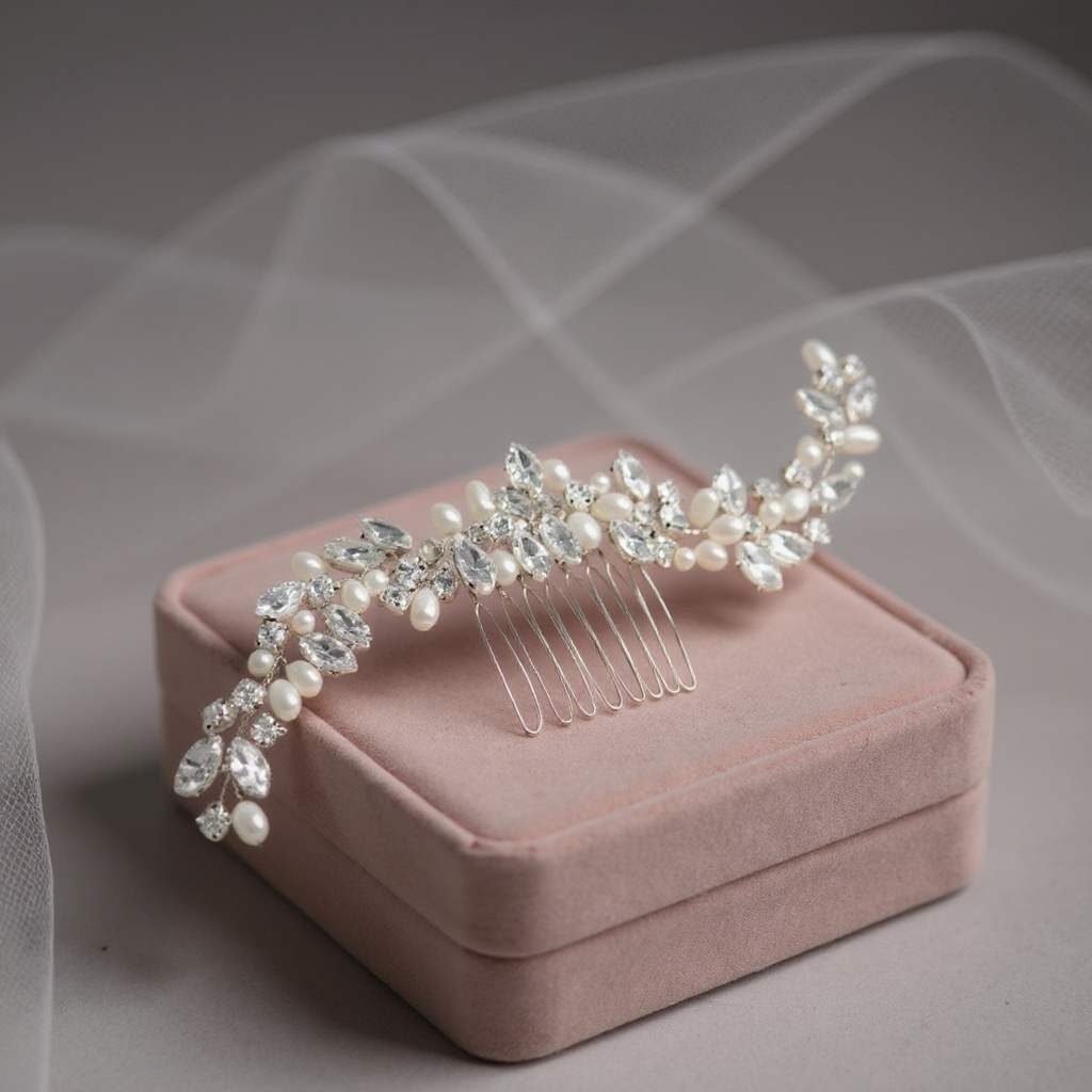 ATHENA COLLECTION - PEARL ALLURE HAIR COMB - HC198 SILVER