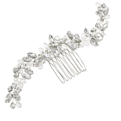 ATHENA COLLECTION - PEARL ALLURE HAIR COMB - HC198 SILVER