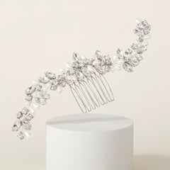 ATHENA COLLECTION - PEARL ALLURE HAIR COMB - HC198 SILVER