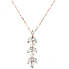 CUBIC ZIRCONIA COLLECTION - DAINTY PEARLNECKLACE - CZNK81 ROSE GOLD