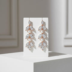 CUBIC ZIRCONIA COLLECTION - DAINTY PEARL SPARKLE EARRINGS - CZER453 ROSE GOLD