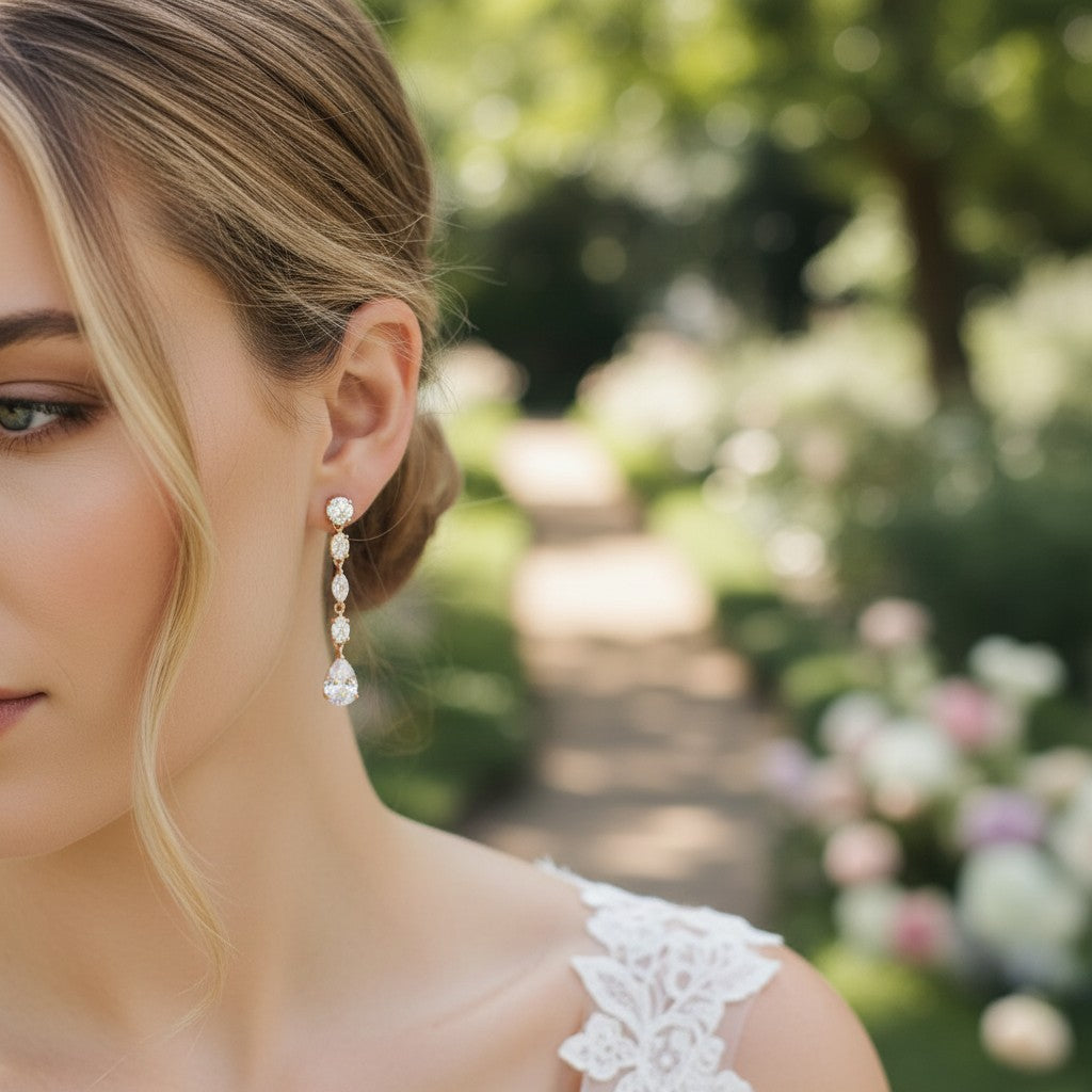 CUBIC ZIRCONIA COLLECTION -  SHIMMER DROP EARRINGS - CZER503