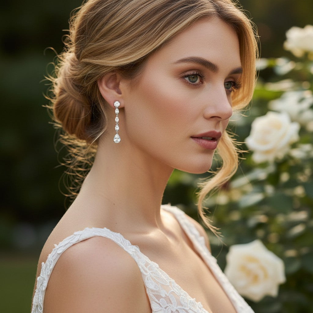 CUBIC ZIRCONIA COLLECTION -  SHIMMER DROP EARRINGS - CZER503