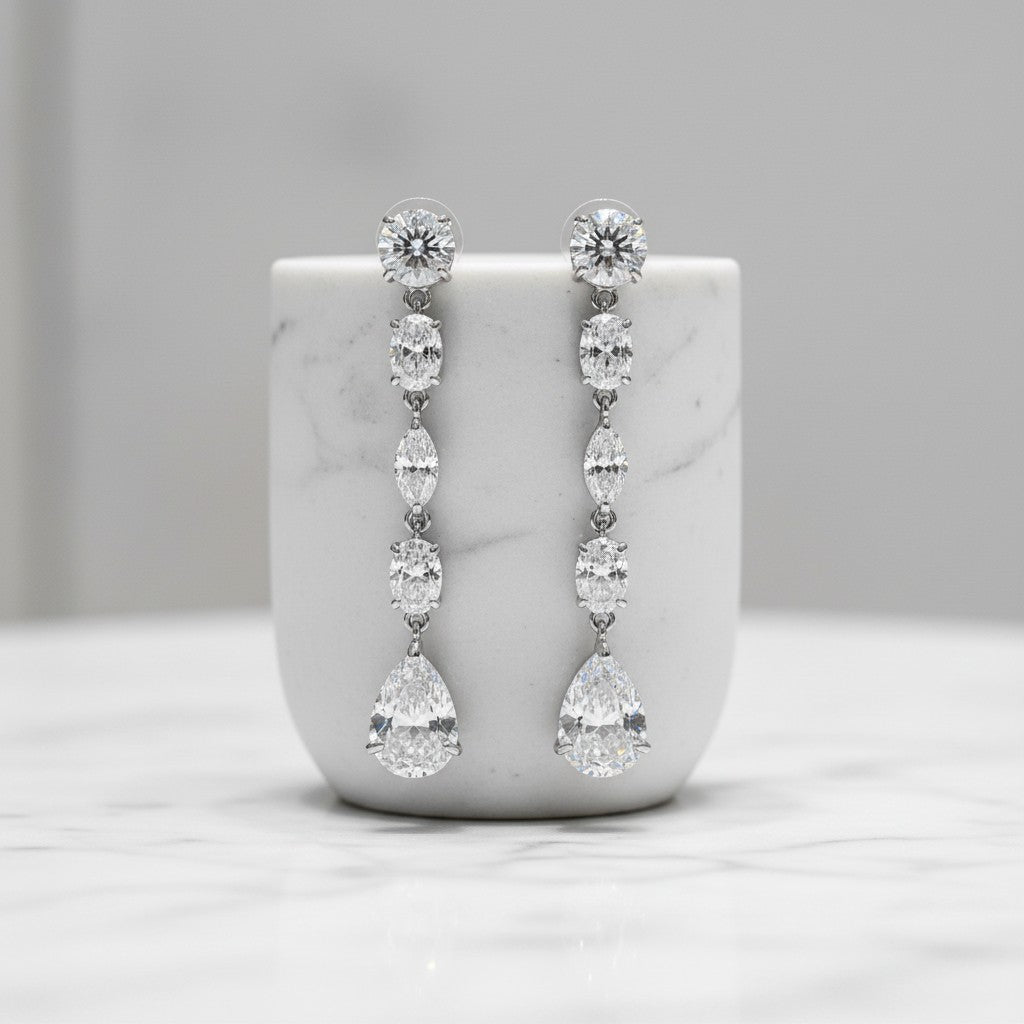 CUBIC ZIRCONIA COLLECTION -  SHIMMER DROP EARRINGS - CZER503