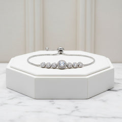 ATHENA COLLECTION - GLITZY GLAM BRACELET - ADJUSTABLE - SILVER (BR42)