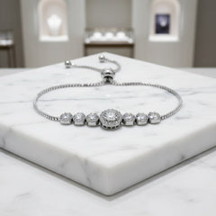 ATHENA COLLECTION - GLITZY GLAM BRACELET - ADJUSTABLE - SILVER (BR42)