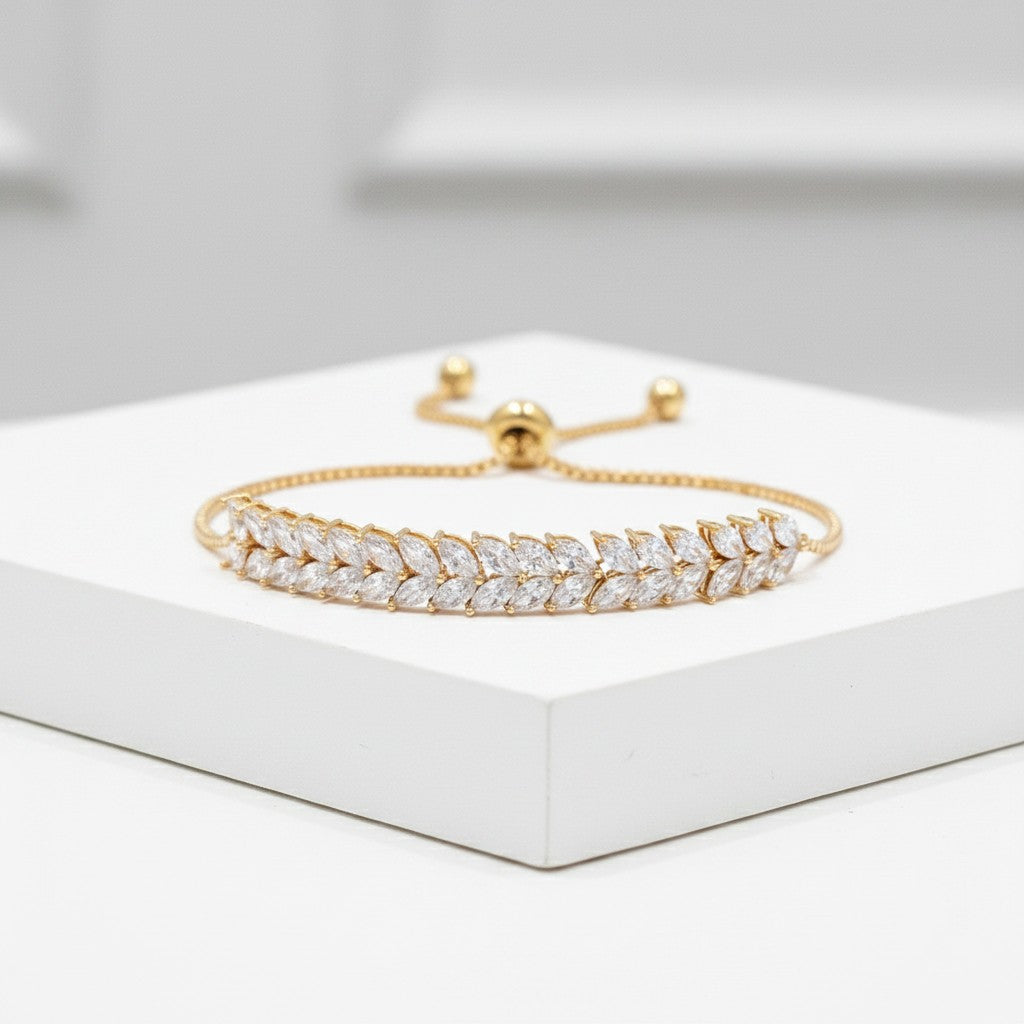 ATHENA COLLECTION - ETERNALLY CRYSTAL BRACELET - ADJUSTABLE (BR44) GOLD