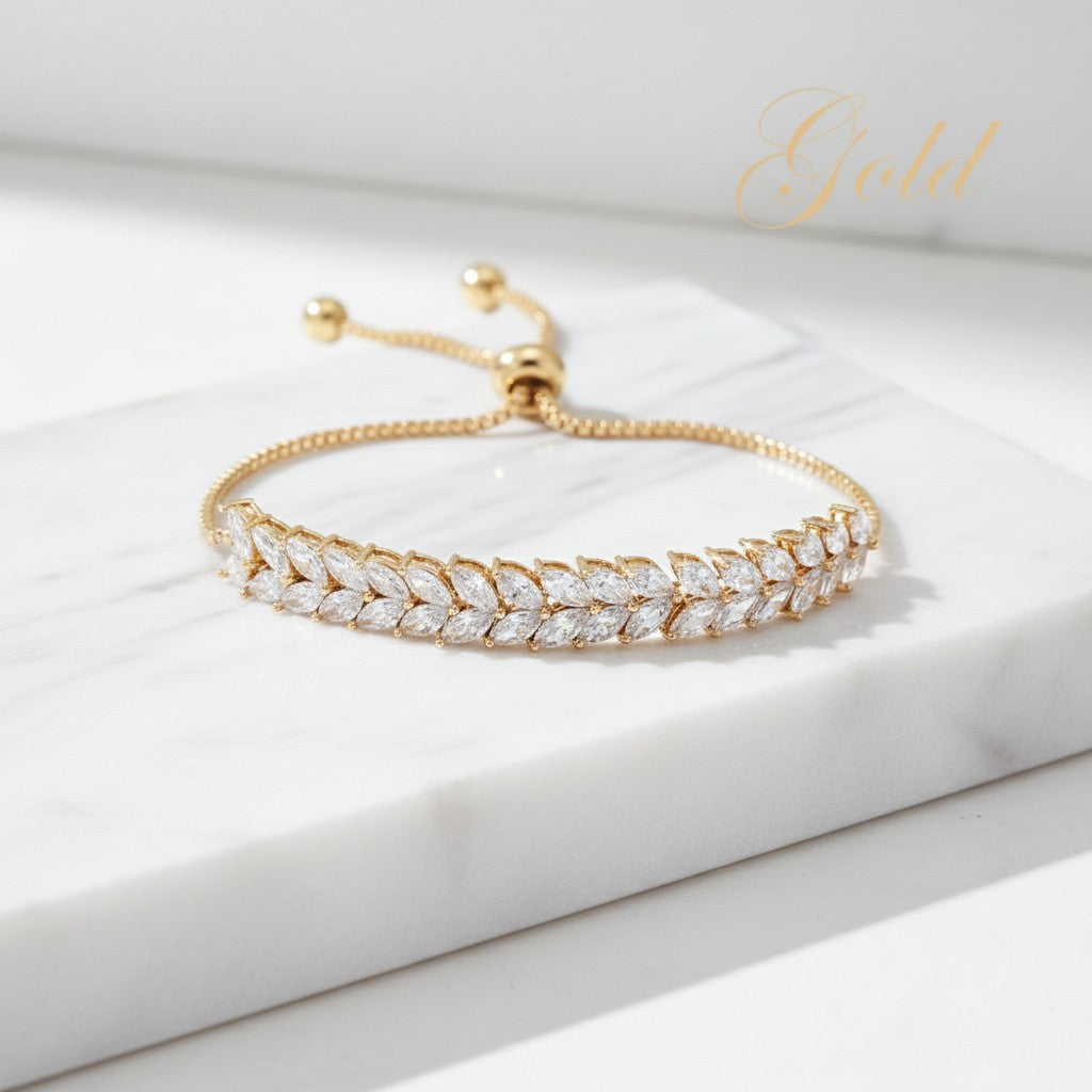 ATHENA COLLECTION - ETERNALLY CRYSTAL BRACELET - ADJUSTABLE (BR44) GOLD