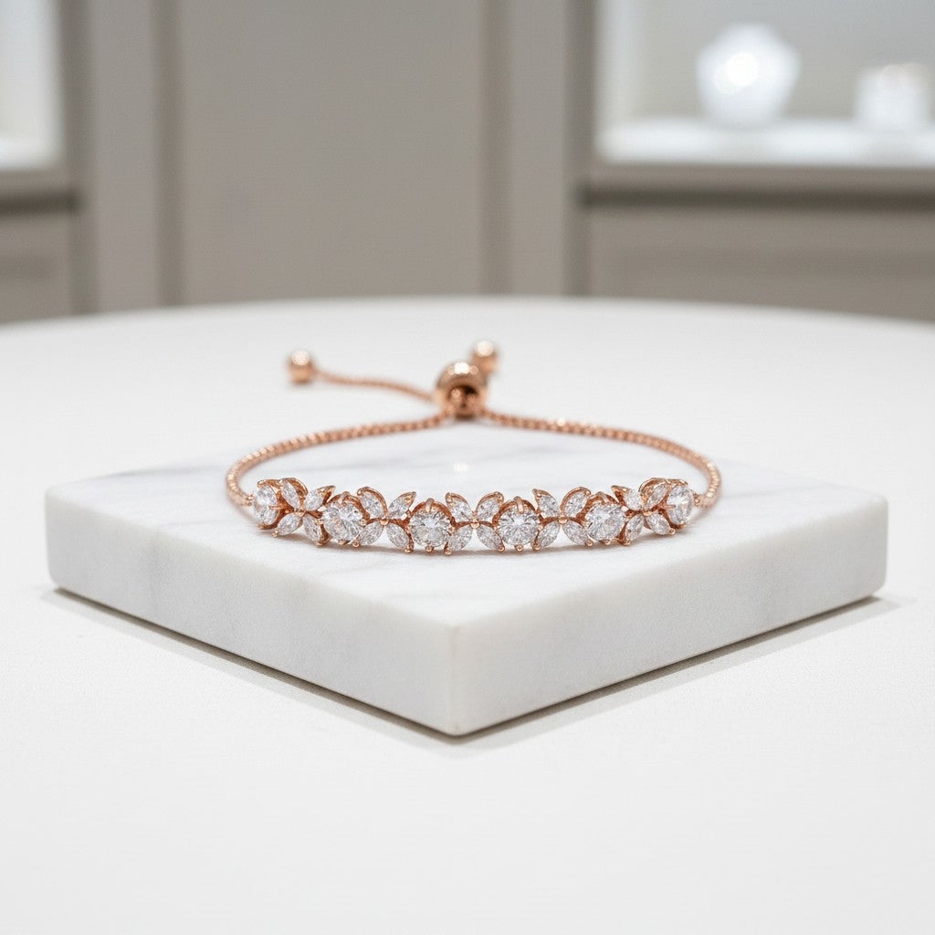 CUBIC ZIRCONIA COLLECTION - GRACE CRYSTAL BRACELET - BR48 ROSE GOLD