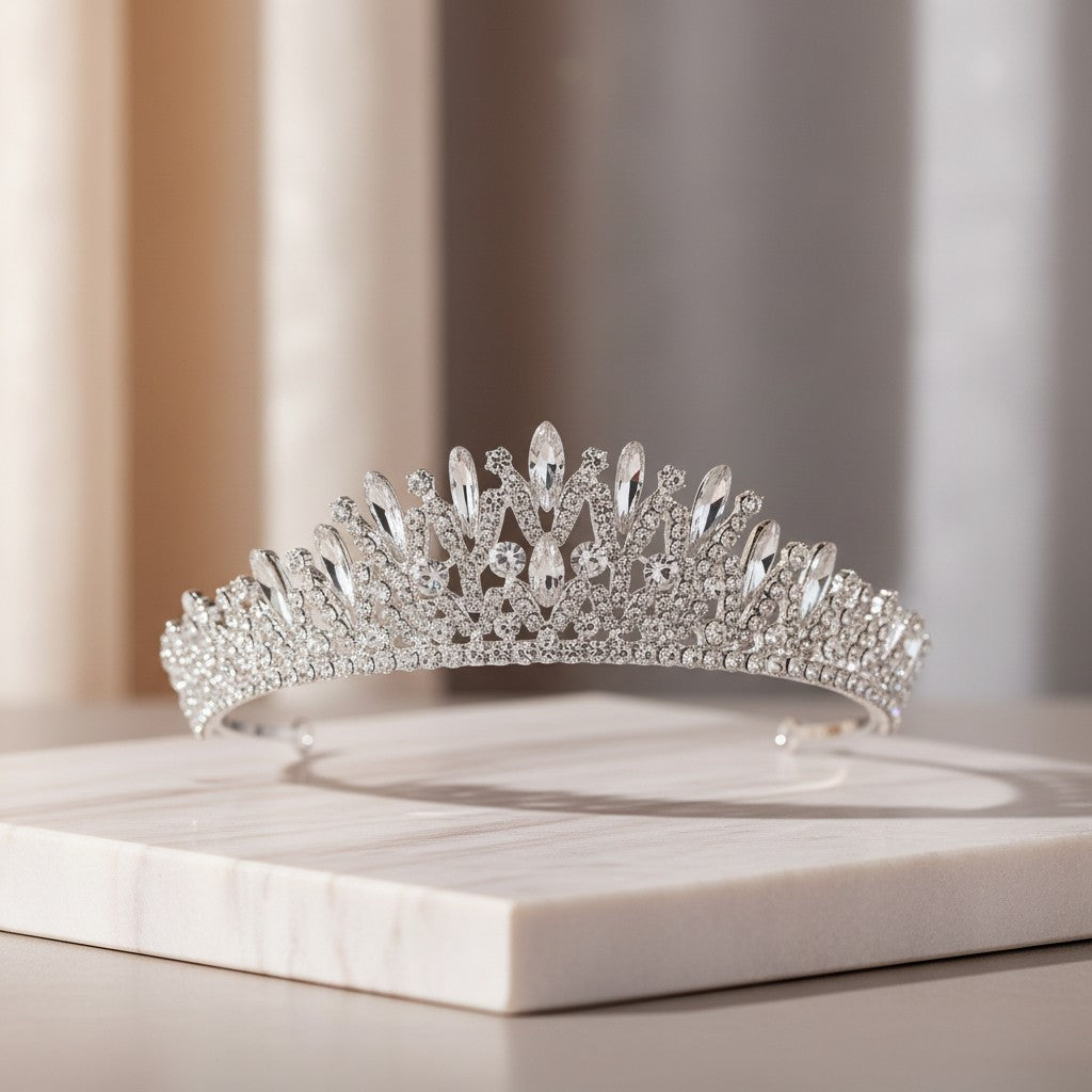 CUBIC ZIRCONIA COLLECTION - CRYSTAL TREASURE TIARA -AHB21