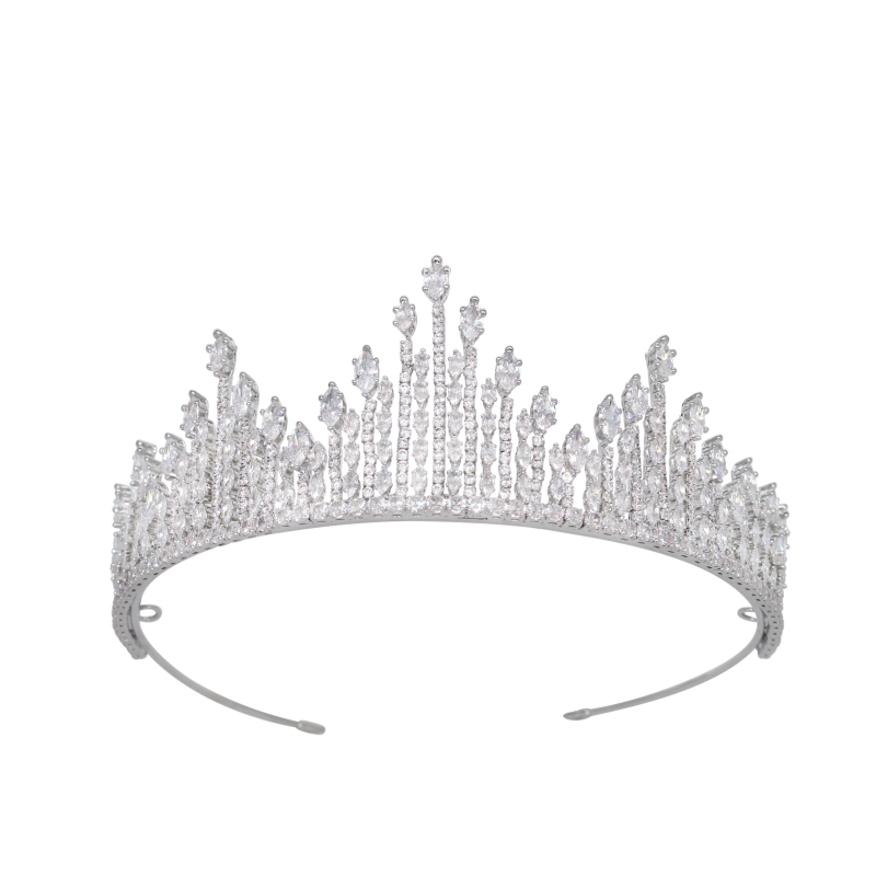CUBIC ZIRCONIA COLLECTION - STARLET CROWN - SILVER AHB-18
