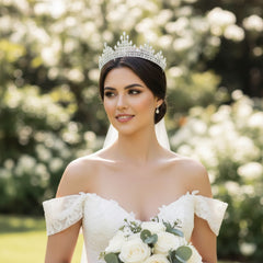 CUBIC ZIRCONIA COLLECTION - STARLET CROWN - SILVER AHB-18