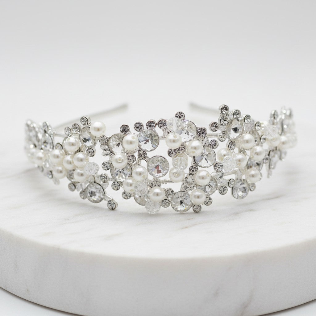 ATHENA COLLECTION - CRYSTAL LUXE HEADBAND - SILVER AHB-23
