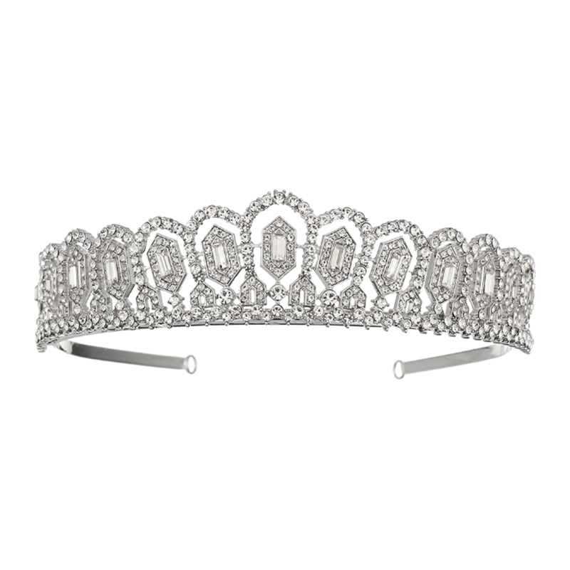 ATHENA COLLECTION - CRYSTAL SPARKLE TIARA - SILVER - AHB20