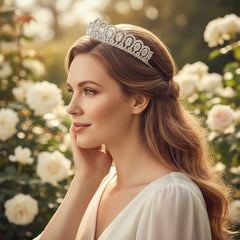 ATHENA COLLECTION - CRYSTAL SPARKLE TIARA - SILVER - AHB20