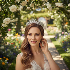 ATHENA COLLECTION - CRYSTAL SPARKLE TIARA - SILVER - AHB20