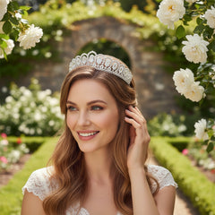 ATHENA COLLECTION - CRYSTAL SPARKLE TIARA - SILVER - AHB20