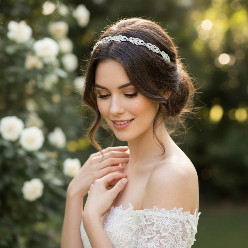 ATHENA COLLECTION - CRYSTAL HEADBAND - AHB24 SILVER