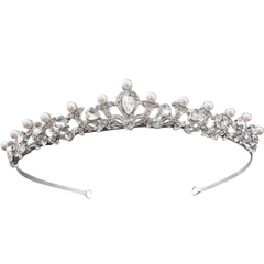 ATHENA COLLECTION - CHIC PEARL TIARA - AHB25 SILVER