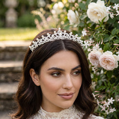 ATHENA COLLECTION - CHIC PEARL TIARA - AHB25 SILVER